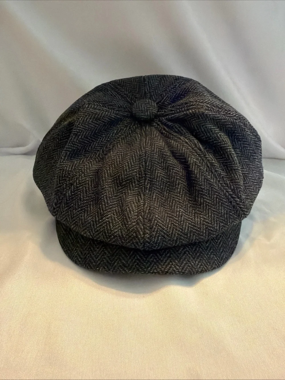 Children's Black Herringbone Newsboy Cap - Unbranded